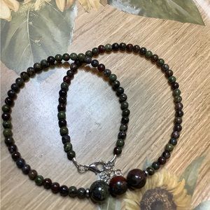 Necklace for men Crystal necklace dragons blood beaded necklace 18” handmade